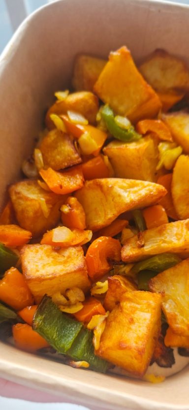 Cubed Potatoes, Onion & Peppers